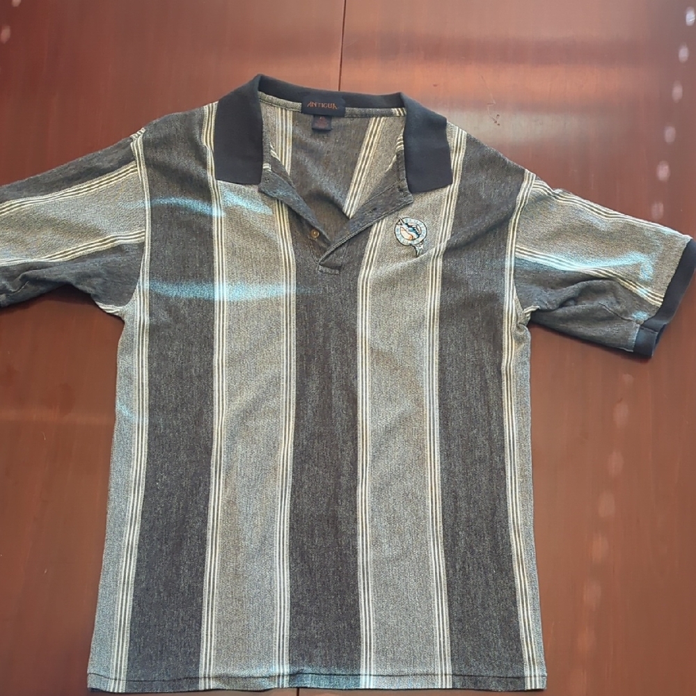 Antigua Gray Striped Polo